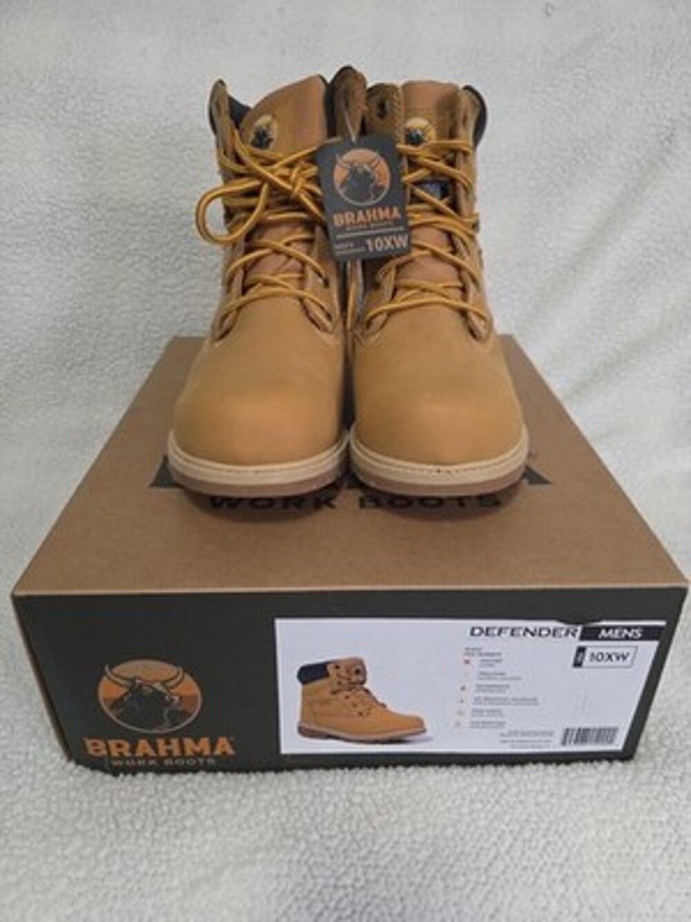 Brahma Defender Mens Work Boots Leather Insulated Waterproof Wheat Tan 10XW NIB